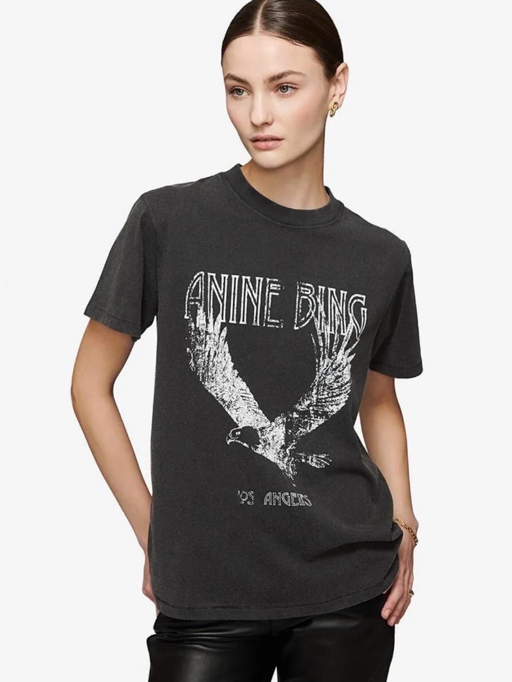 Anine Bing - Lili Eagle Tee in Washed Black